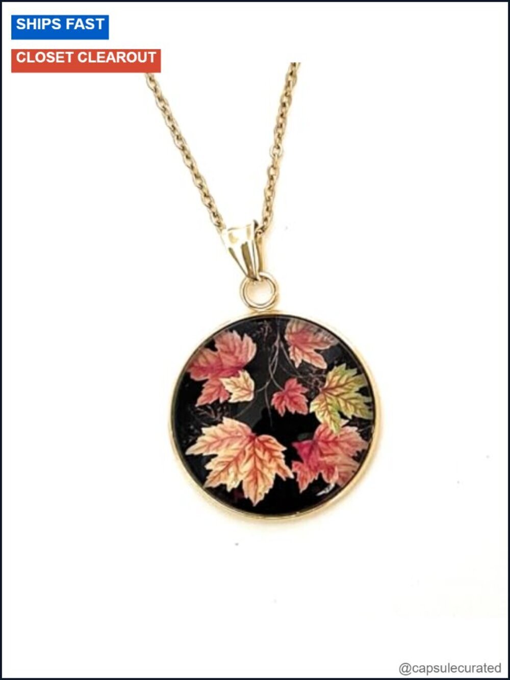 Gold Plated Pendant Necklace, 20 Inch Oval Link Chain, Lobster Claw Clasp